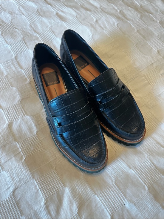 Dolce Vita Shoes - Dolce Vita Black Croc-Embossed Slip-On Penny Loafers